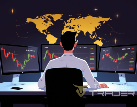 Trader analisando gráfico com estratégia para forex