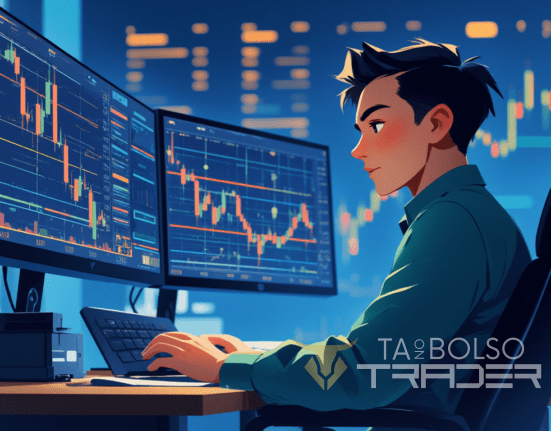 Trader disciplinado analisando gráficos com foco e controle emocional