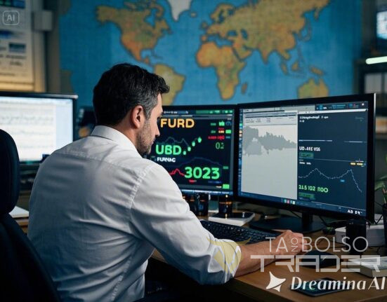 Trader operando forex no mercado global.