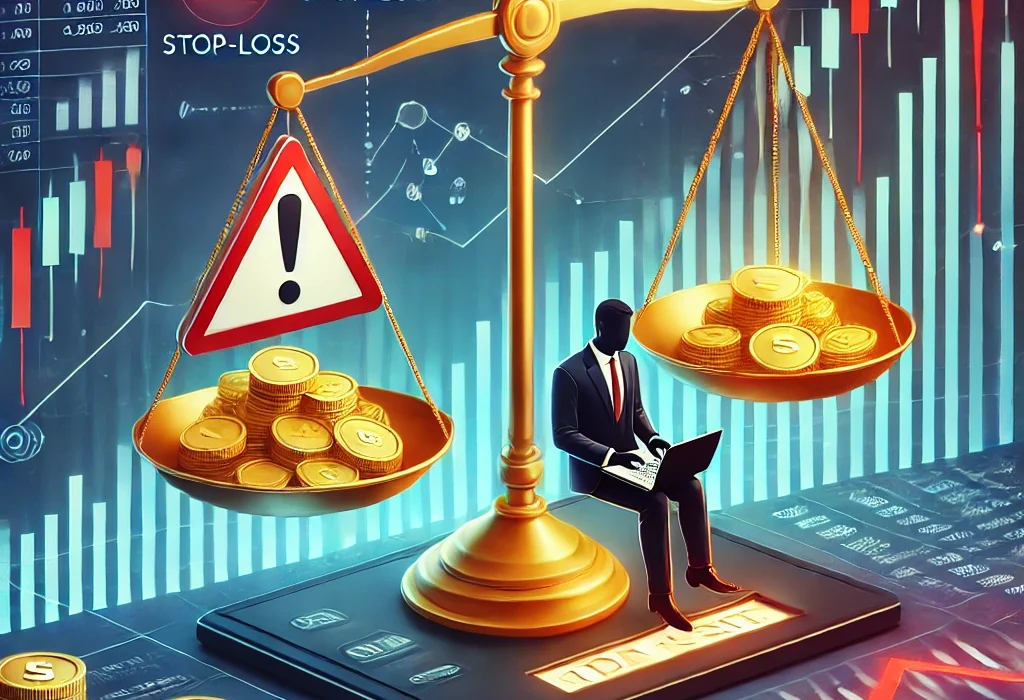Trader aplicando gestão de risco em gráficos de mercado