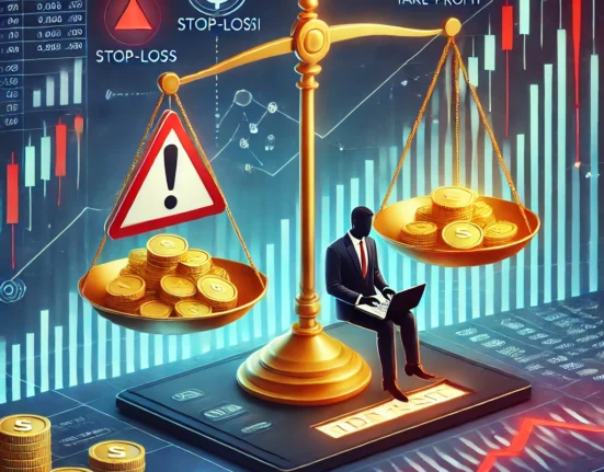 Trader aplicando gestão de risco em gráficos de mercado