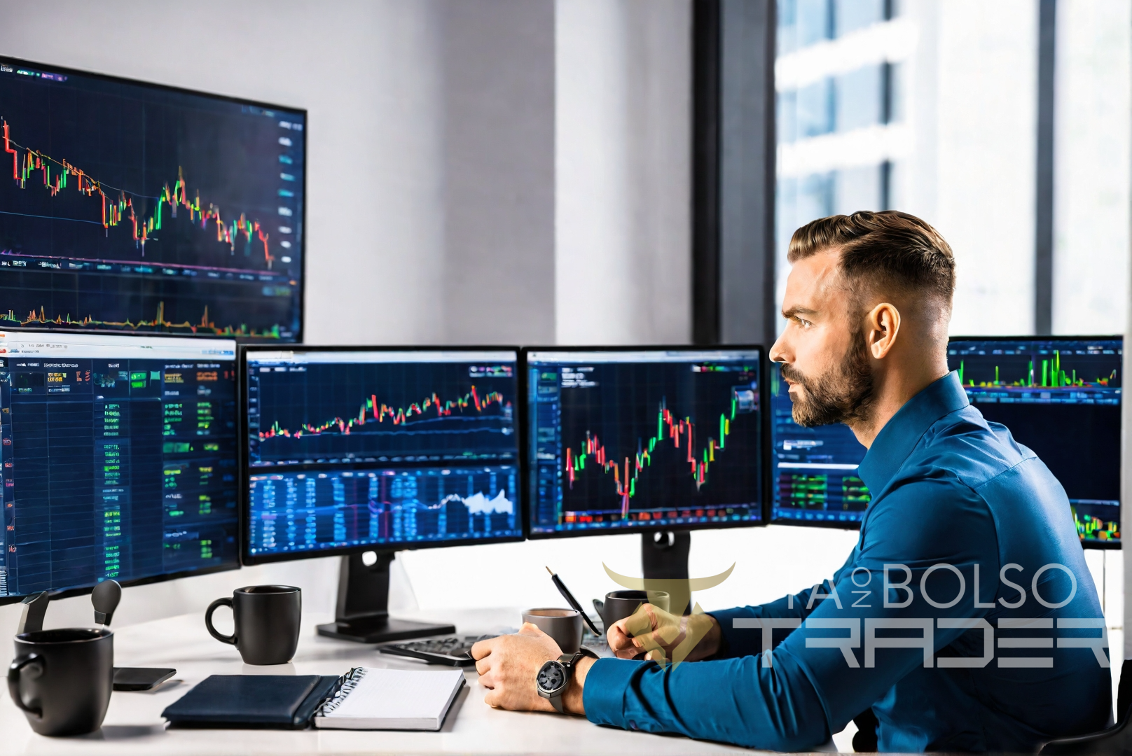rader analisando gráficos com foco em psicologia no day trade