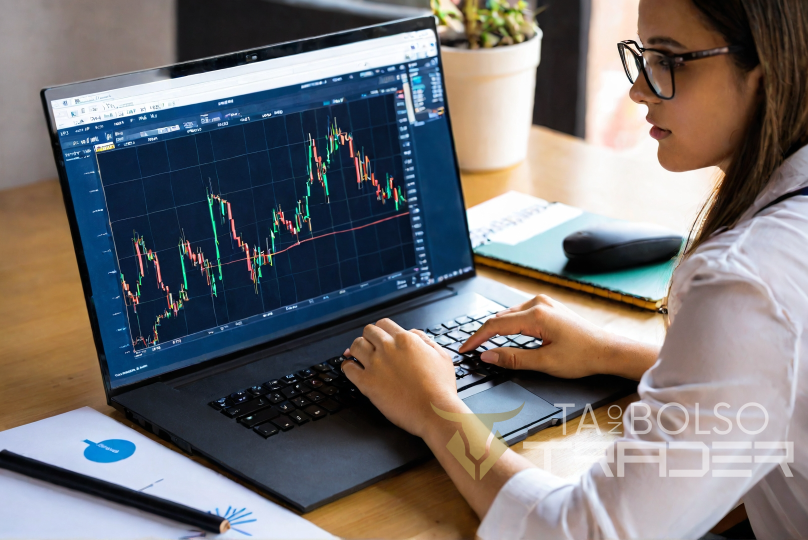 Trader estudando gráficos para educação no day trade
