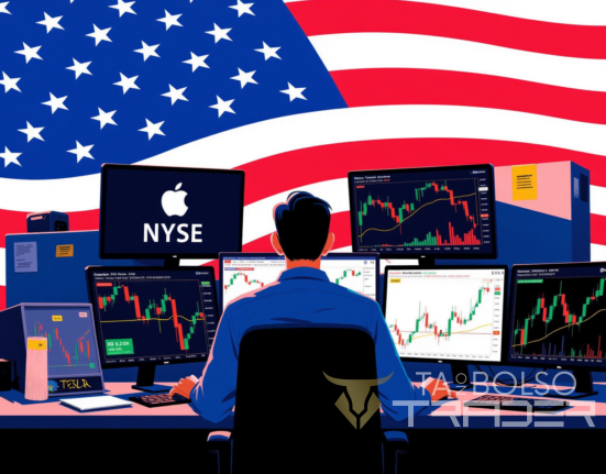 Investidor analisando ações americanas na NYSE