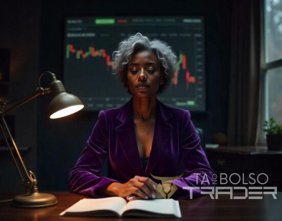 Trader com mentalidade focada analisando gráficos