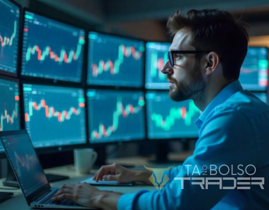 trader operando day trade em tempo real.