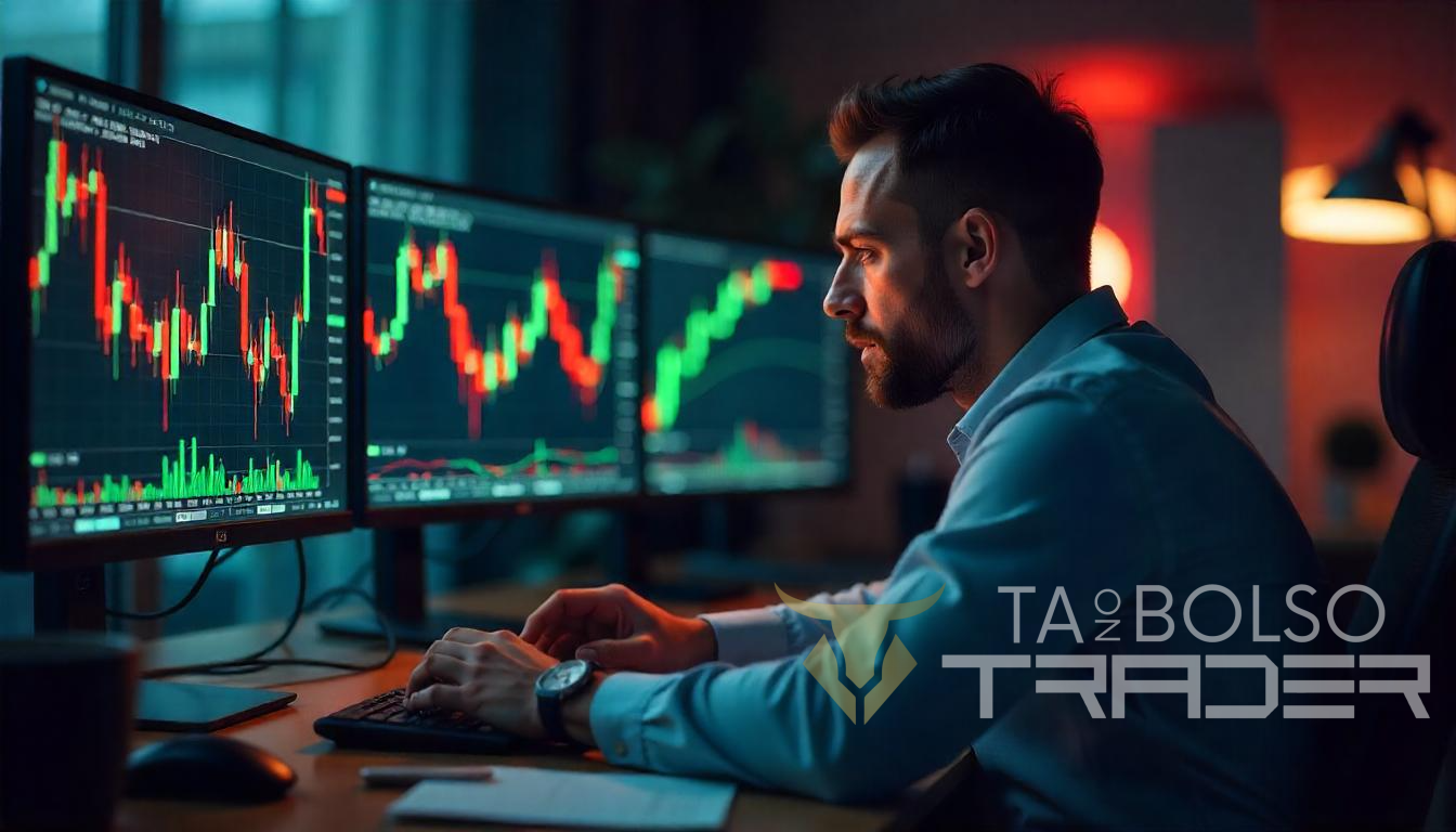Trader analisando gráficos para gerenciamento de risco no day trading