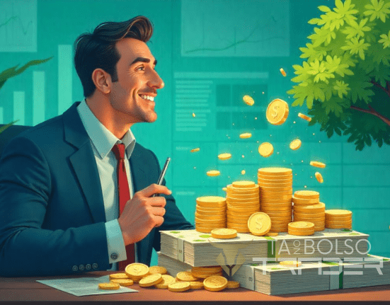 Ilustração de renda passiva com ações de dividendos