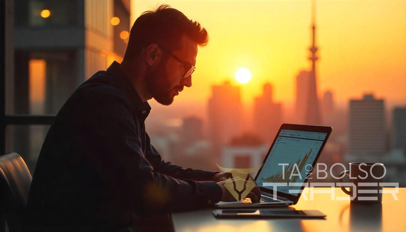 Investidor analisando ações na bolsa de valores