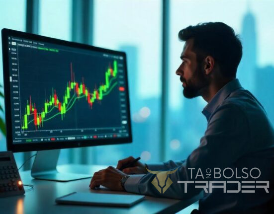 Trader analisando gestão de risco no day trade com gráficos