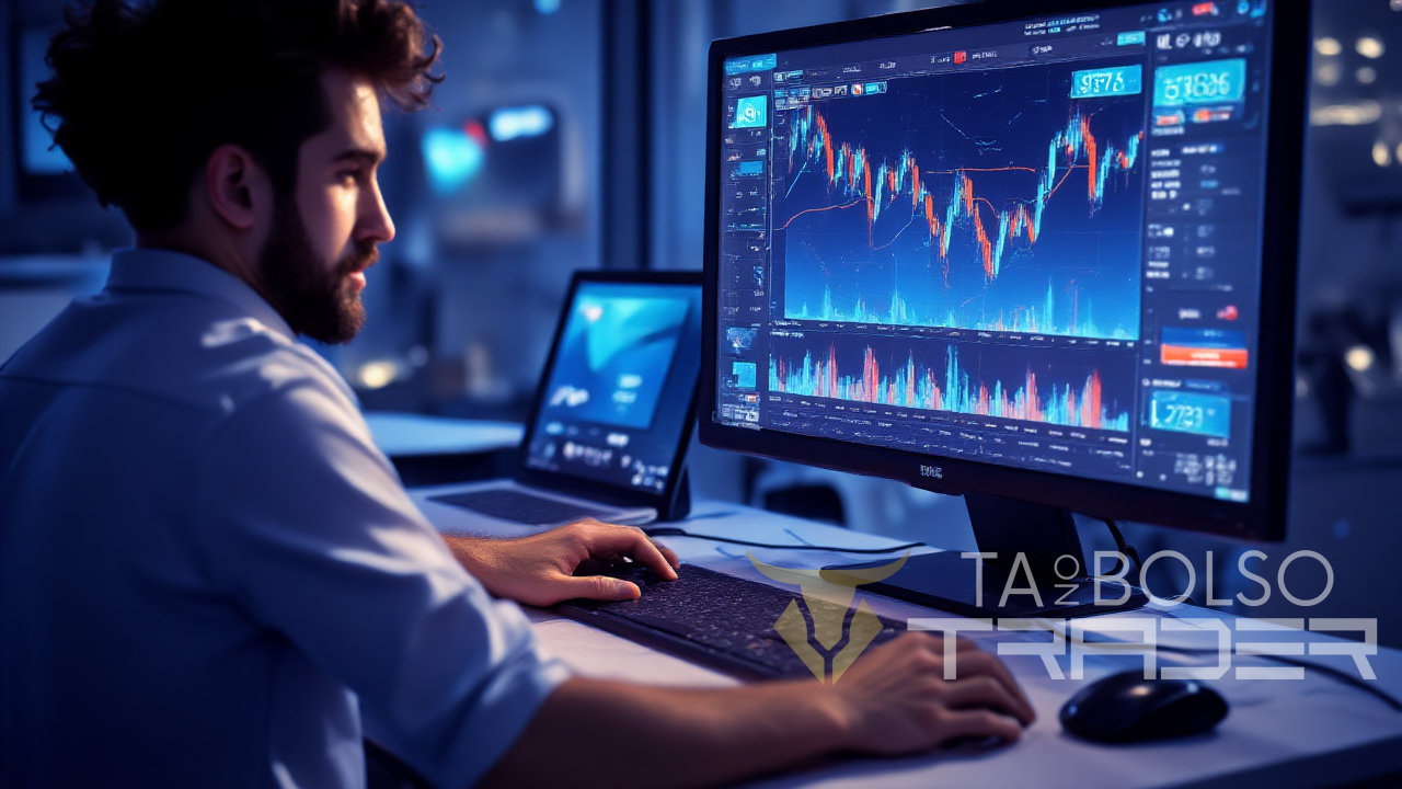 Trader analisando small caps no mercado financeiro