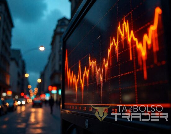 Gráfico da Bolsa brasileira caindo em crise histórica