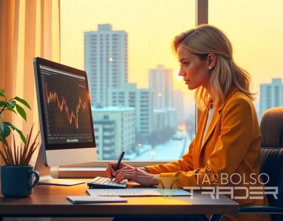 Trader calculando risco