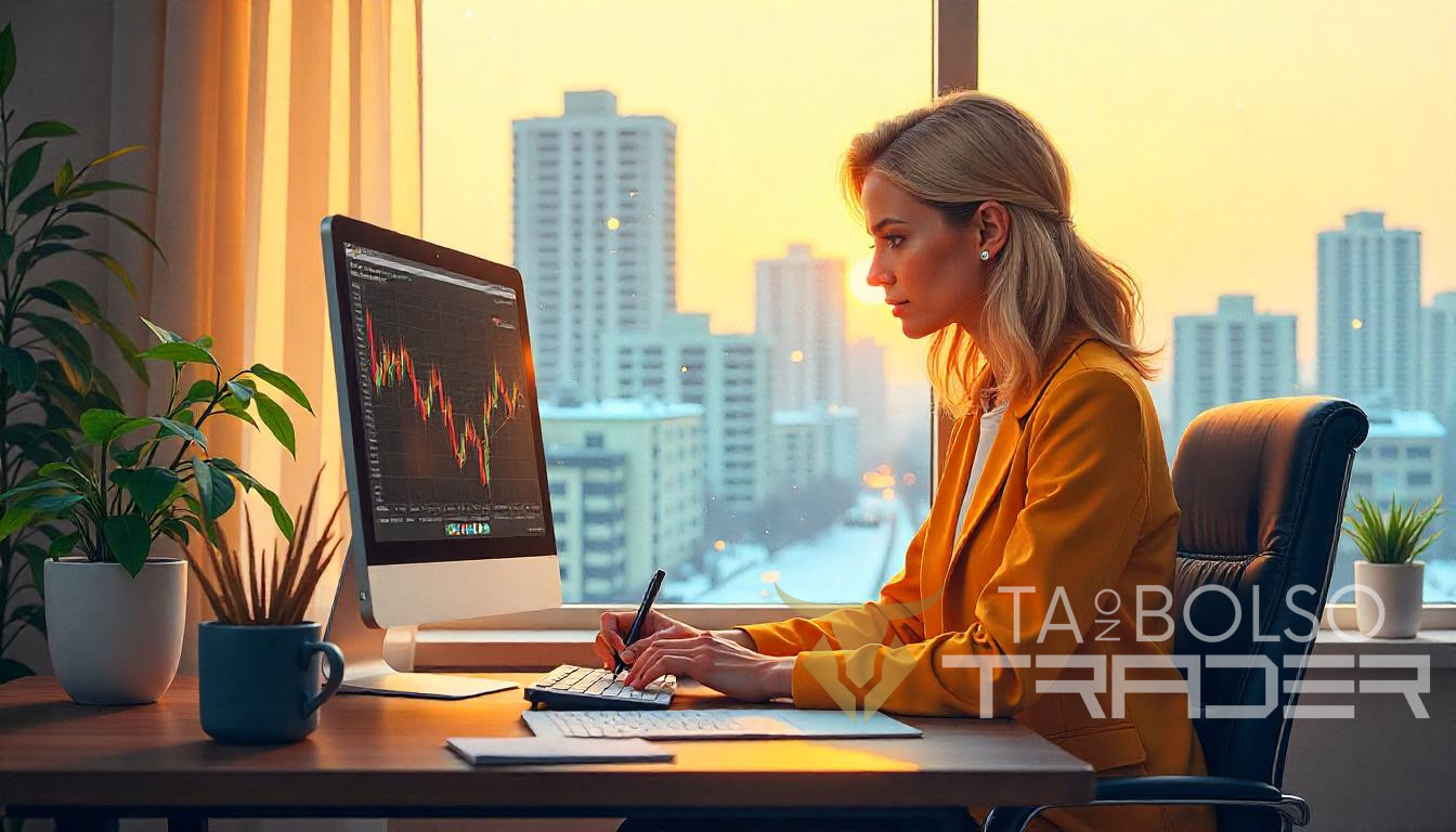 Trader calculando risco